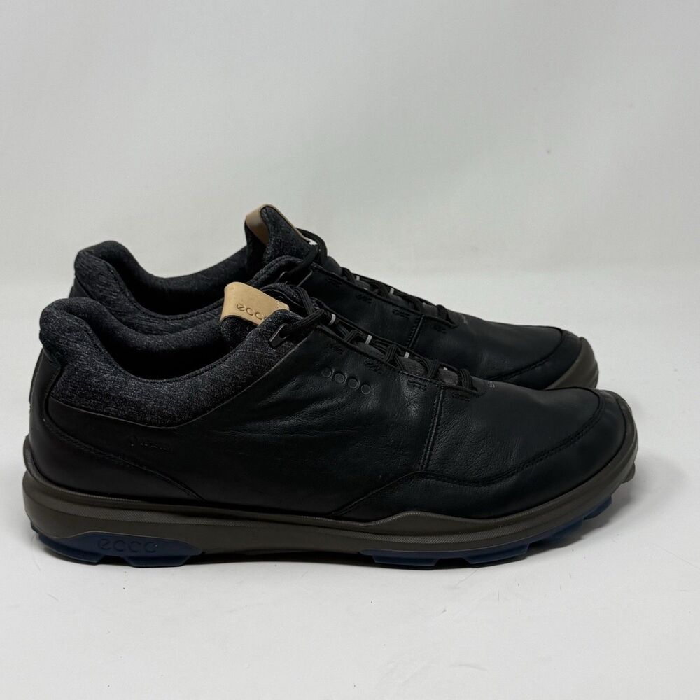 ECCO Biom Hybrid 3 GoreTex Golf Shoes Mens 11 EU 45 Black Blue Leather Spikeless
